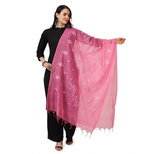 Women'S Cotton Embroidered Dupatta (Pink, Length: 2.25 To 2.50