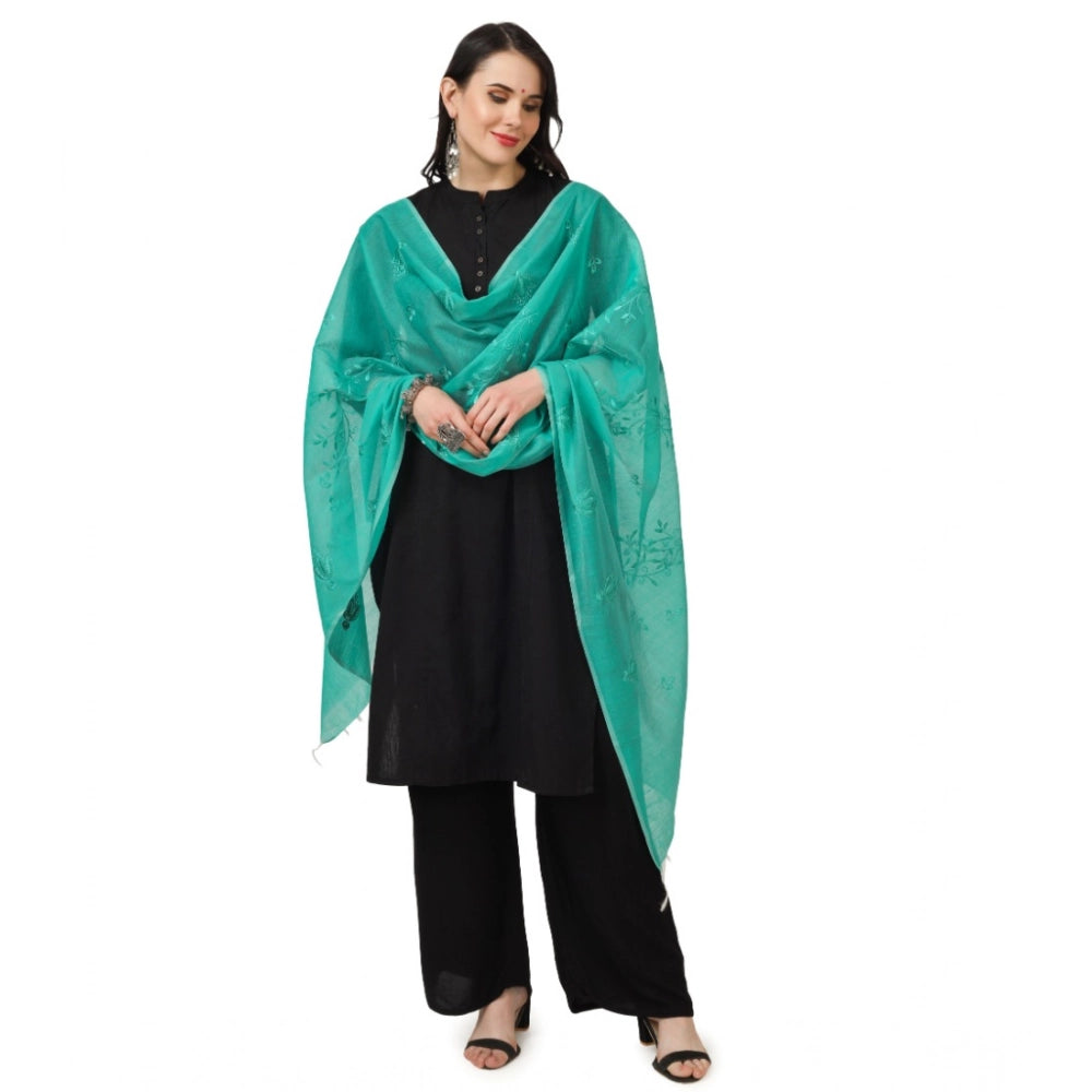 Women'S Cotton Embroidered Dupatta (Turquoise, Length: 2.25 To