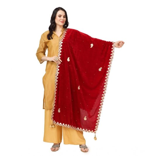 Women'S Velvet Gotta Patti Dupatta (Maroon, Length: 2.25 To 2.