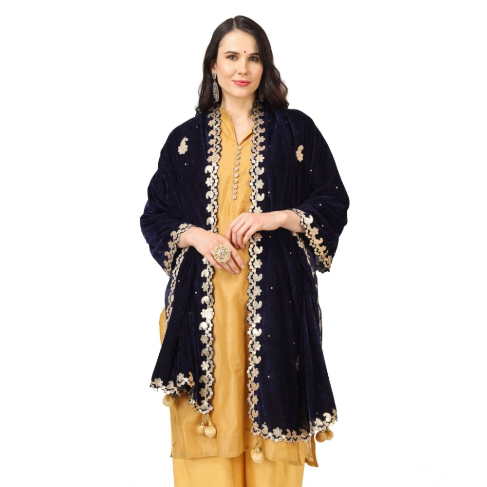 Women'S Velvet Gotta Patti Dupatta (Blue, Length: 2.25 To 2.50