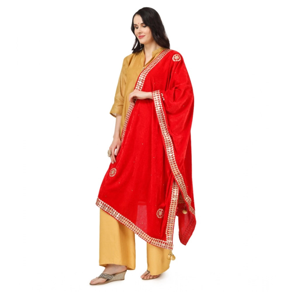 Women's Velvet Gotta Patti Dupatta (Red, Length: 2.25 to 2.50 Mtr) - VANSHELLE