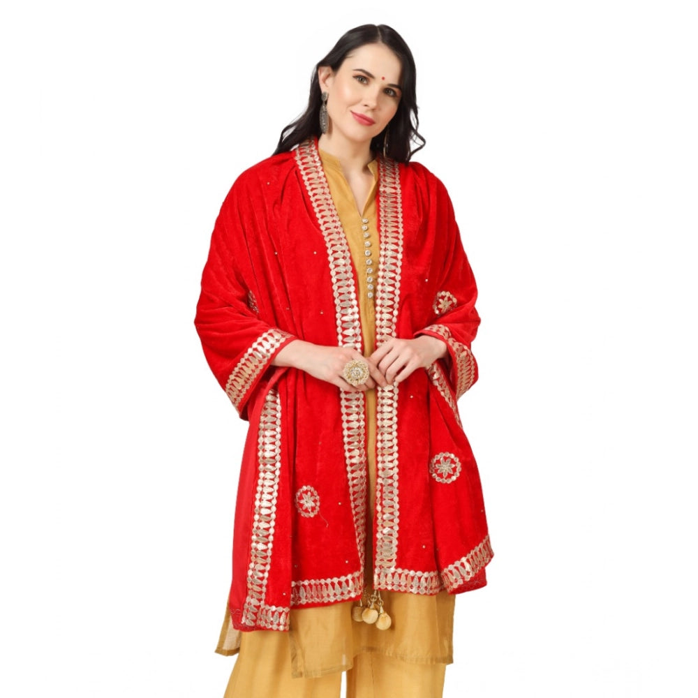 Women's Velvet Gotta Patti Dupatta (Red, Length: 2.25 to 2.50 Mtr) - VANSHELLE