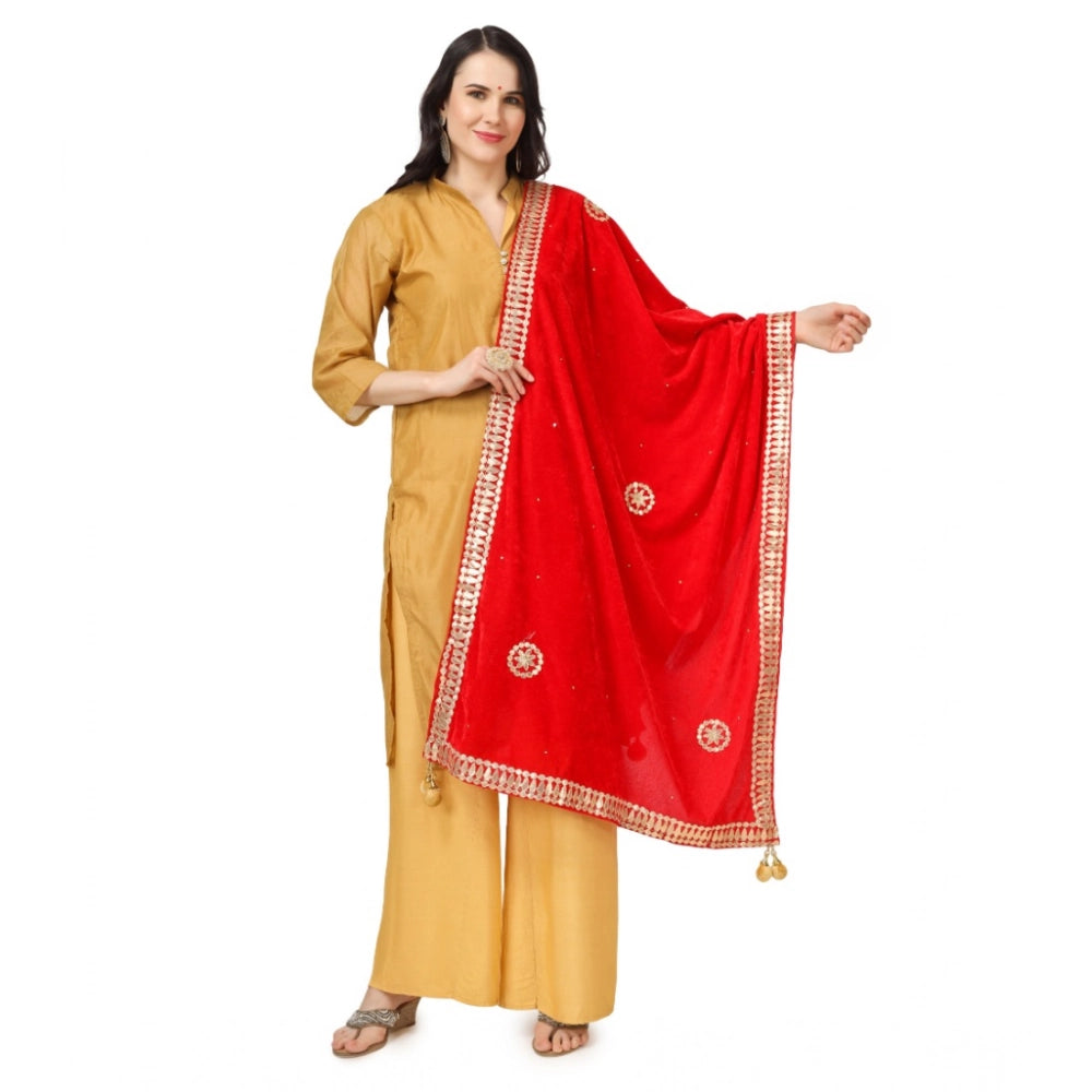 Women's Velvet Gotta Patti Dupatta (Red, Length: 2.25 to 2.50 Mtr) - VANSHELLE