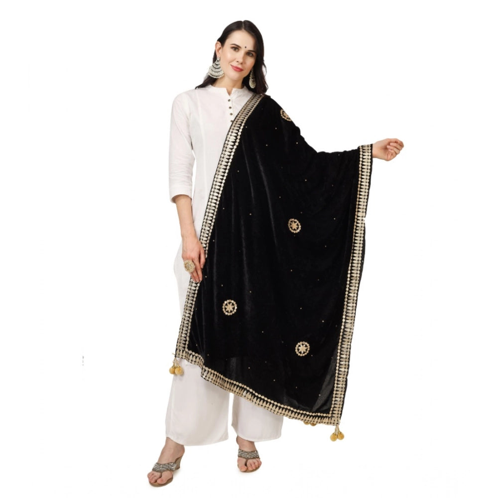 Women's Velvet Gotta Patti Dupatta (Black, Length: 2.25 to 2.50 Mtr) - VANSHELLE