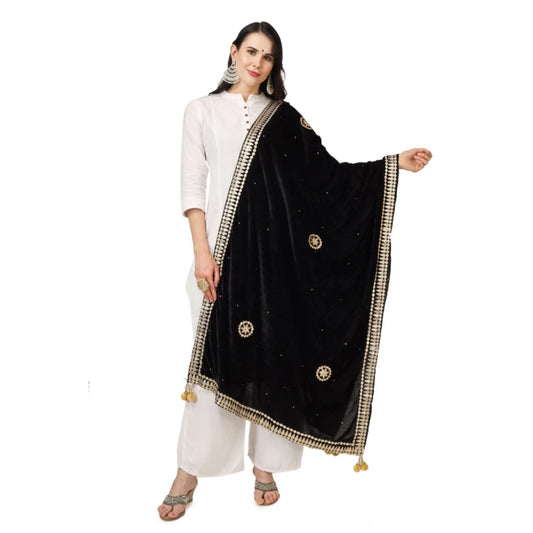 Women's Velvet Gotta Patti Dupatta (Black, Length: 2.25 to 2.50 Mtr) - VANSHELLE