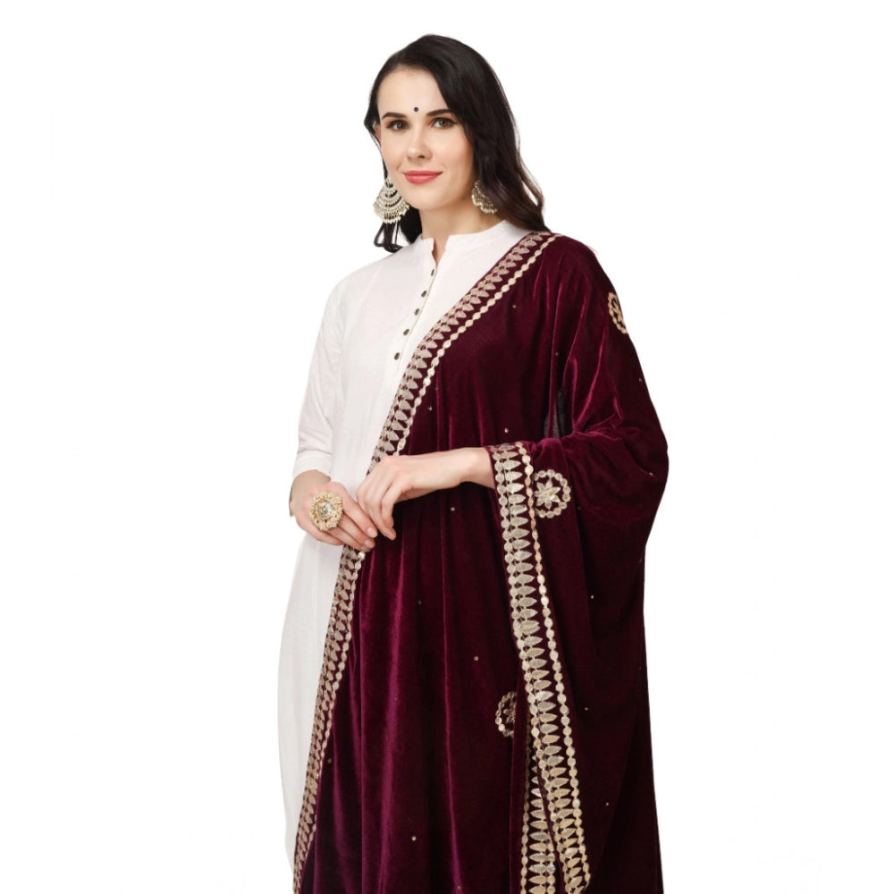 Women's Velvet Gotta Patti Dupatta (Purple, Length: 2.25 to 2.50 Mtr) - VANSHELLE