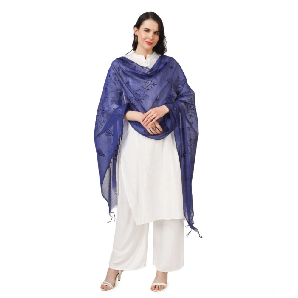 Women'S Cotton Embroidered Dupatta (Blue, Length: 2.25 To 2.50