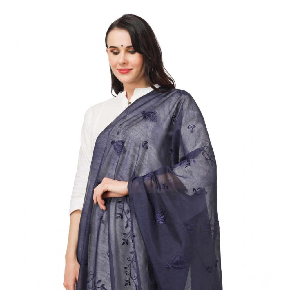 Women'S Cotton Embroidered Dupatta (Dark Blue, Length: 2.25 To