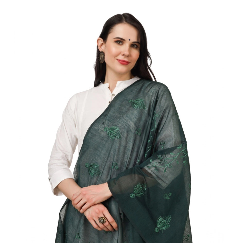 Women'S Cotton Embroidered Dupatta (Green, Length: 2.25 To 2.5