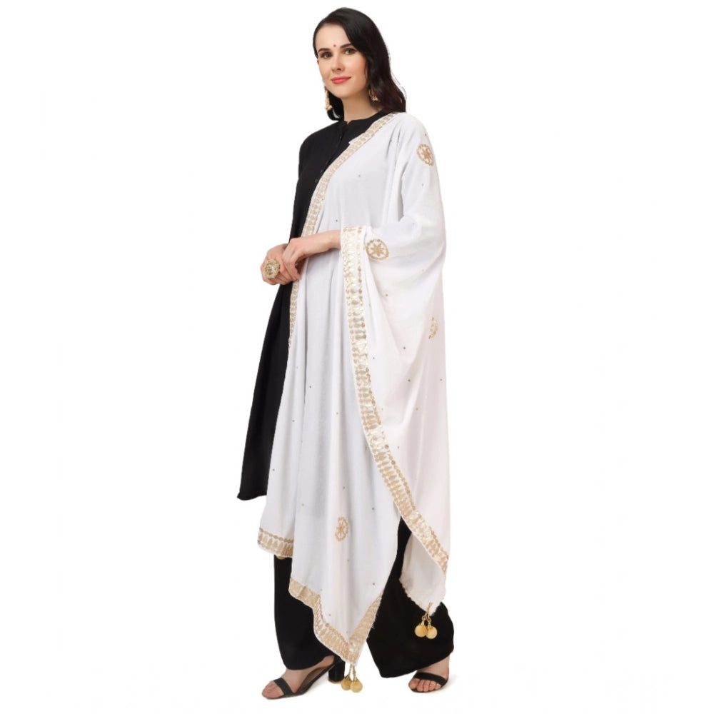 Women's Velvet Gotta Patti Dupatta (White, Length: 2.25 to 2.50 Mtr) - VANSHELLE