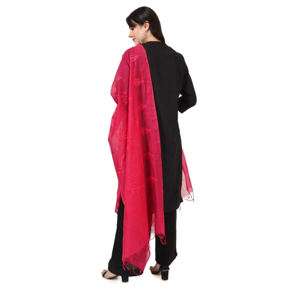 Women'S Cotton Embroidered Dupatta (Maroon, Length: 2.25 To 2.