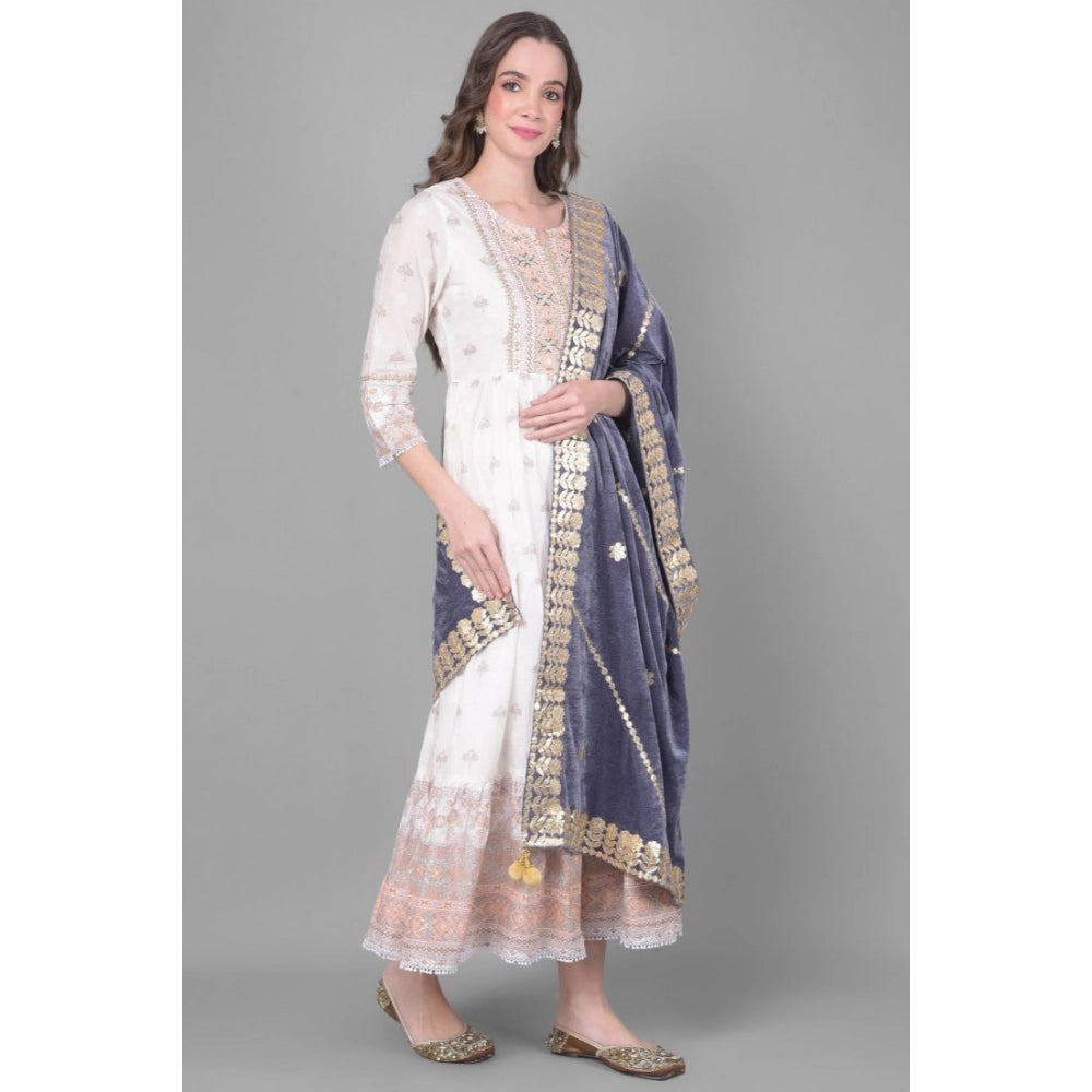 Women'S Velvet Gotta Patti Dupatta (Grey, Length: 2.25 To 2.50