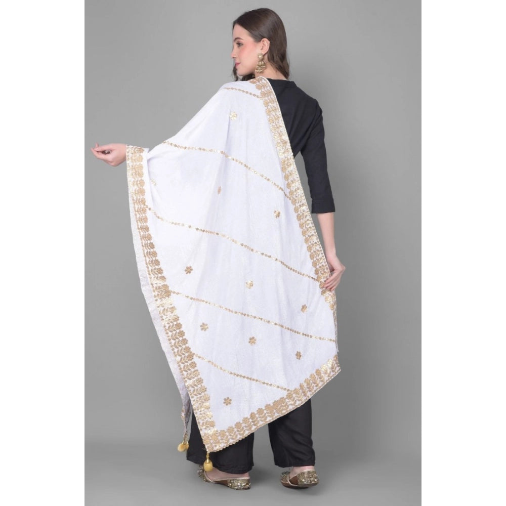 Women's Velvet Gotta Patti Dupatta (Off White, Length: 2.25 to 2.50 Mtr) - VANSHELLE