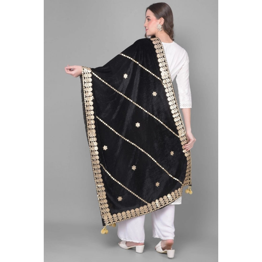 Women's Velvet Gotta Patti Dupatta (Black, Length: 2.25 to 2.50 Mtr) - VANSHELLE