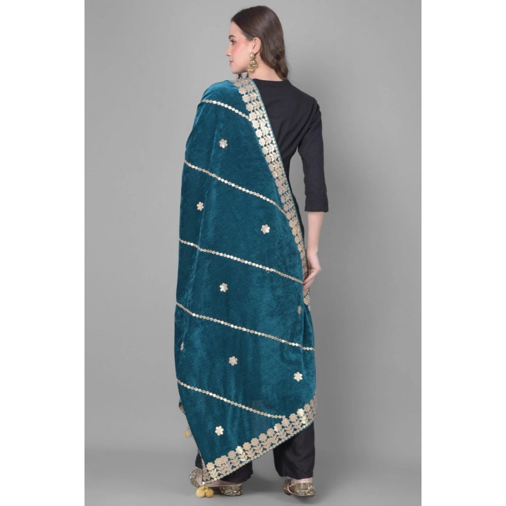 Women'S Velvet Gotta Patti Dupatta (Teal, Length: 2.25 To 2.50