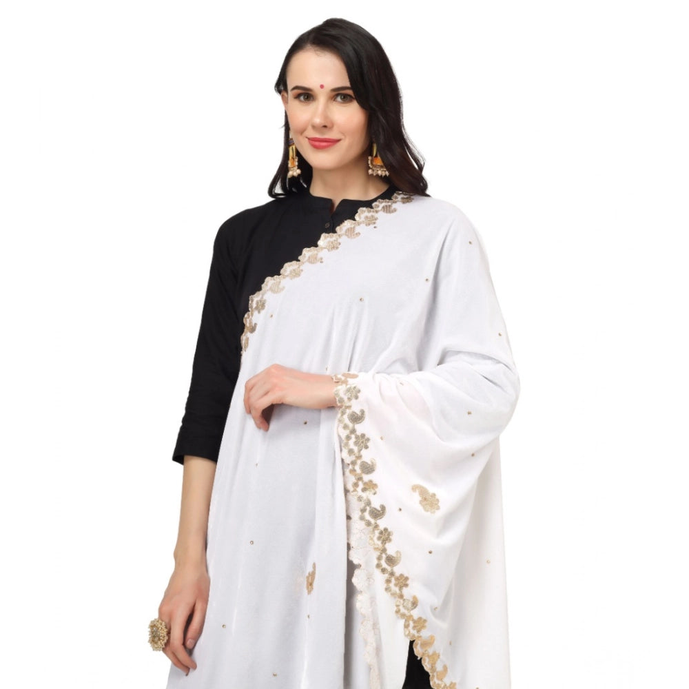Women'S Velvet Gotta Patti Dupatta (White, Length: 2.25 To 2.5