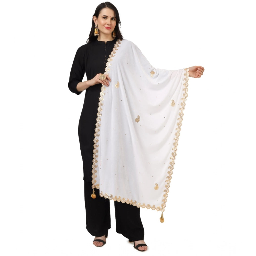 Women'S Velvet Gotta Patti Dupatta (White, Length: 2.25 To 2.5
