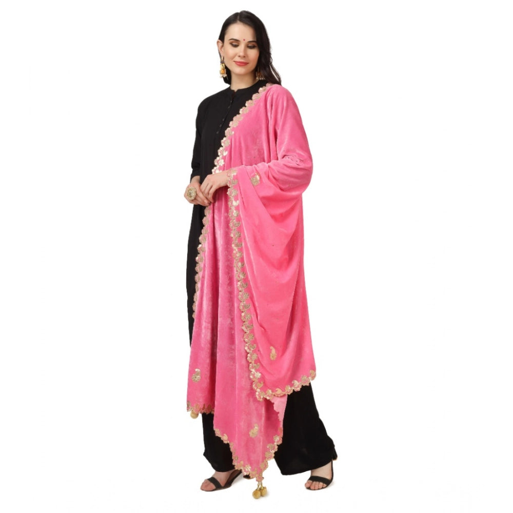 Women'S Velvet Gotta Patti Dupatta (Pink, Length: 2.25 To 2.50