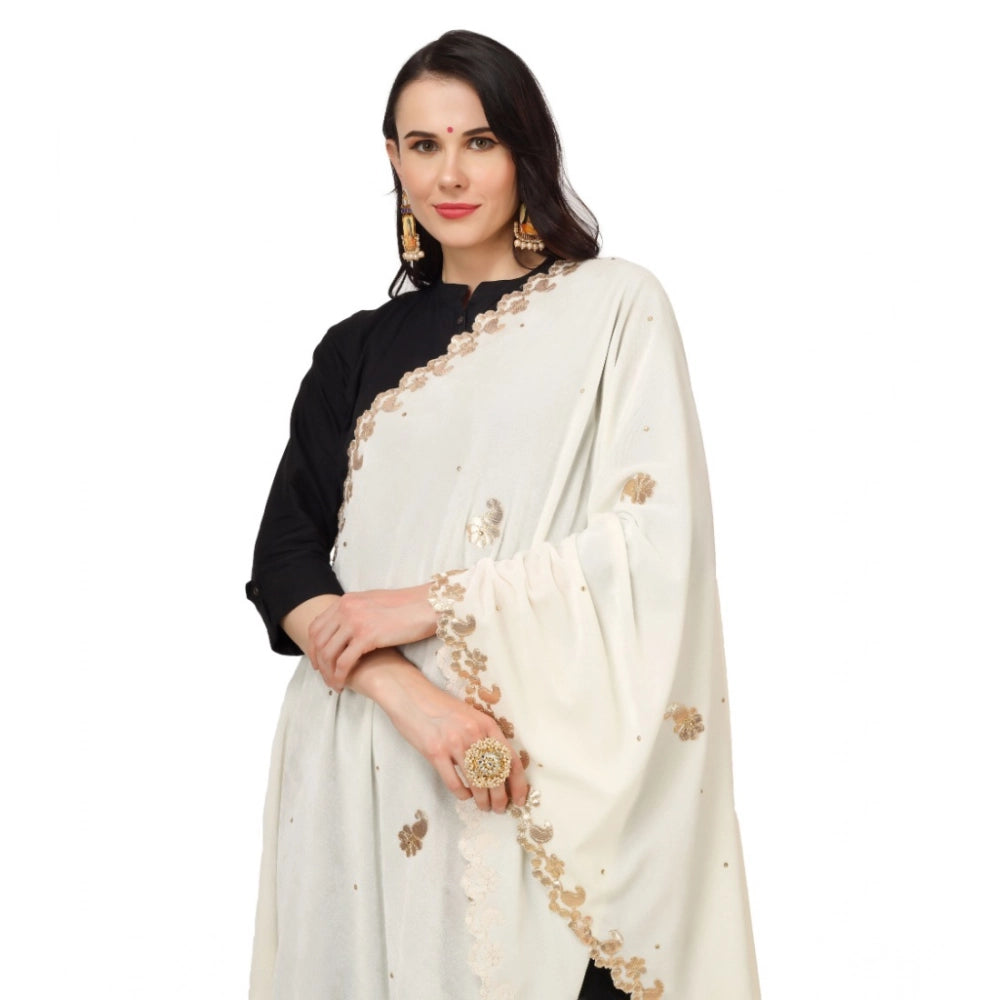 Women'S Velvet Gotta Patti Dupatta (Off White, Length: 2.25 To