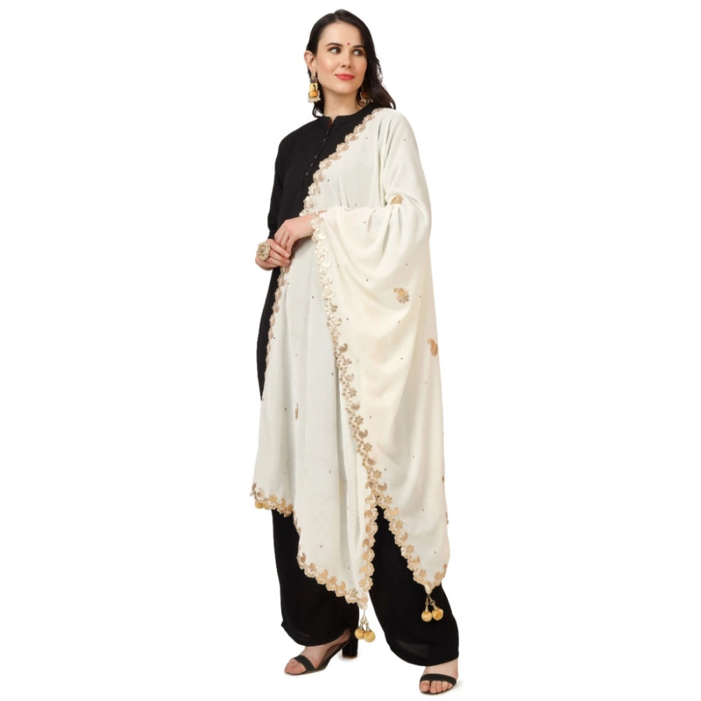 Women'S Velvet Gotta Patti Dupatta (Off White, Length: 2.25 To