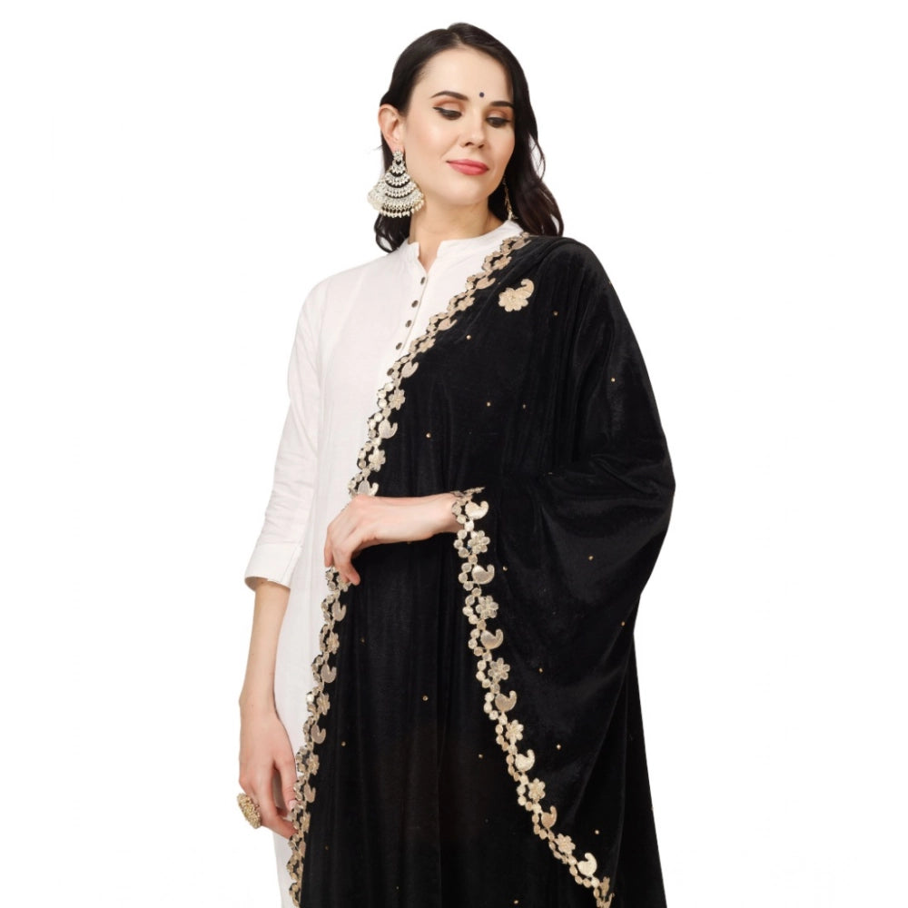 Women'S Velvet Gotta Patti Dupatta (Black, Length: 2.25 To 2.5
