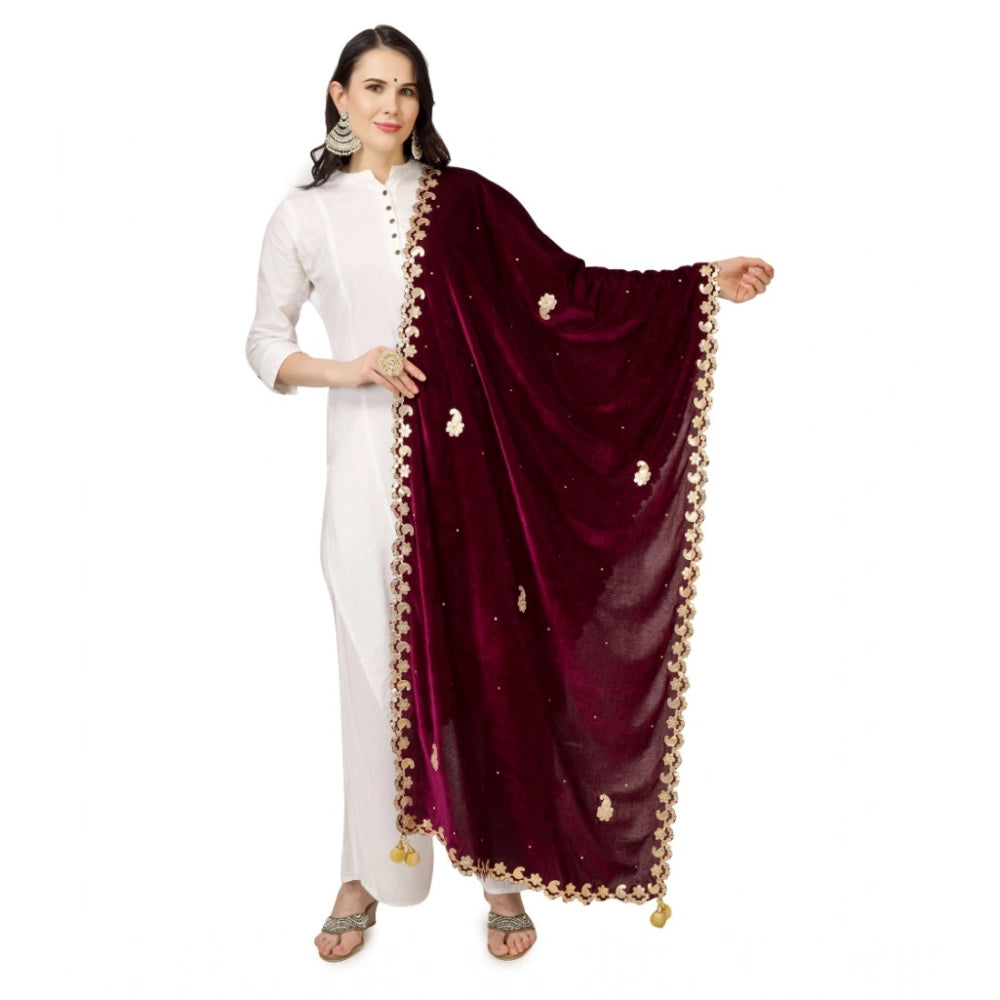 Women'S Velvet Gotta Patti Dupatta (Purple, Length: 2.25 To 2.