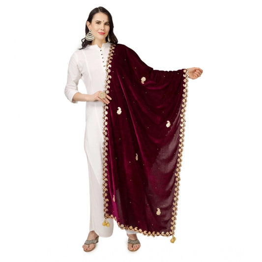 Women'S Velvet Gotta Patti Dupatta (Purple, Length: 2.25 To 2.