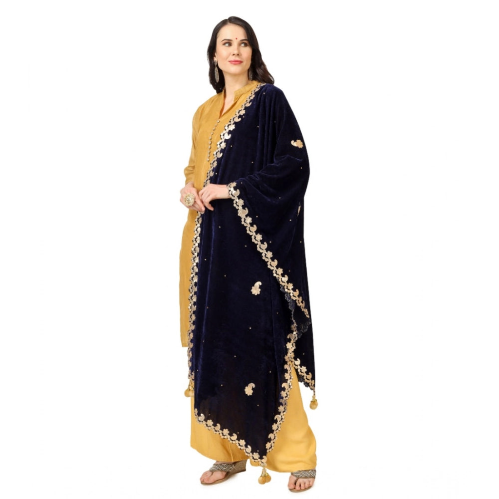 Women'S Velvet Gotta Patti Dupatta (Blue, Length: 2.25 To 2.50