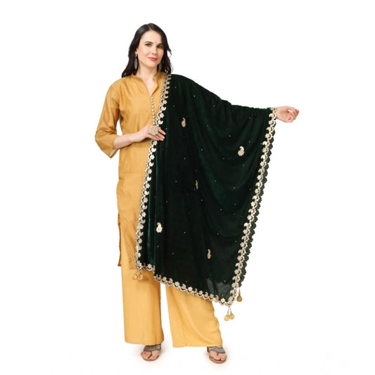 Women'S Velvet Gotta Patti Dupatta (Green, Length: 2.25 To 2.5