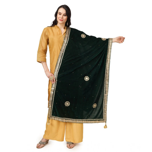 Women's Velvet Gotta Patti Dupatta (Green, Length: 2.25 to 2.50 Mtr) - VANSHELLE