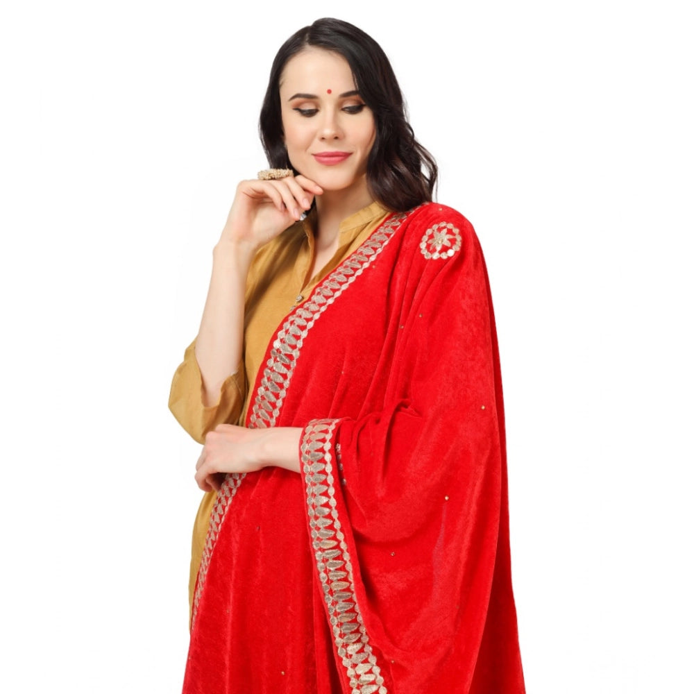 Women's Velvet Gotta Patti Dupatta (Red, Length: 2.25 to 2.50 Mtr) - VANSHELLE