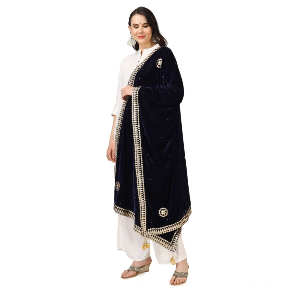 Women's Velvet Gotta Patti Dupatta (Blue, Length: 2.25 to 2.50 Mtr) - VANSHELLE