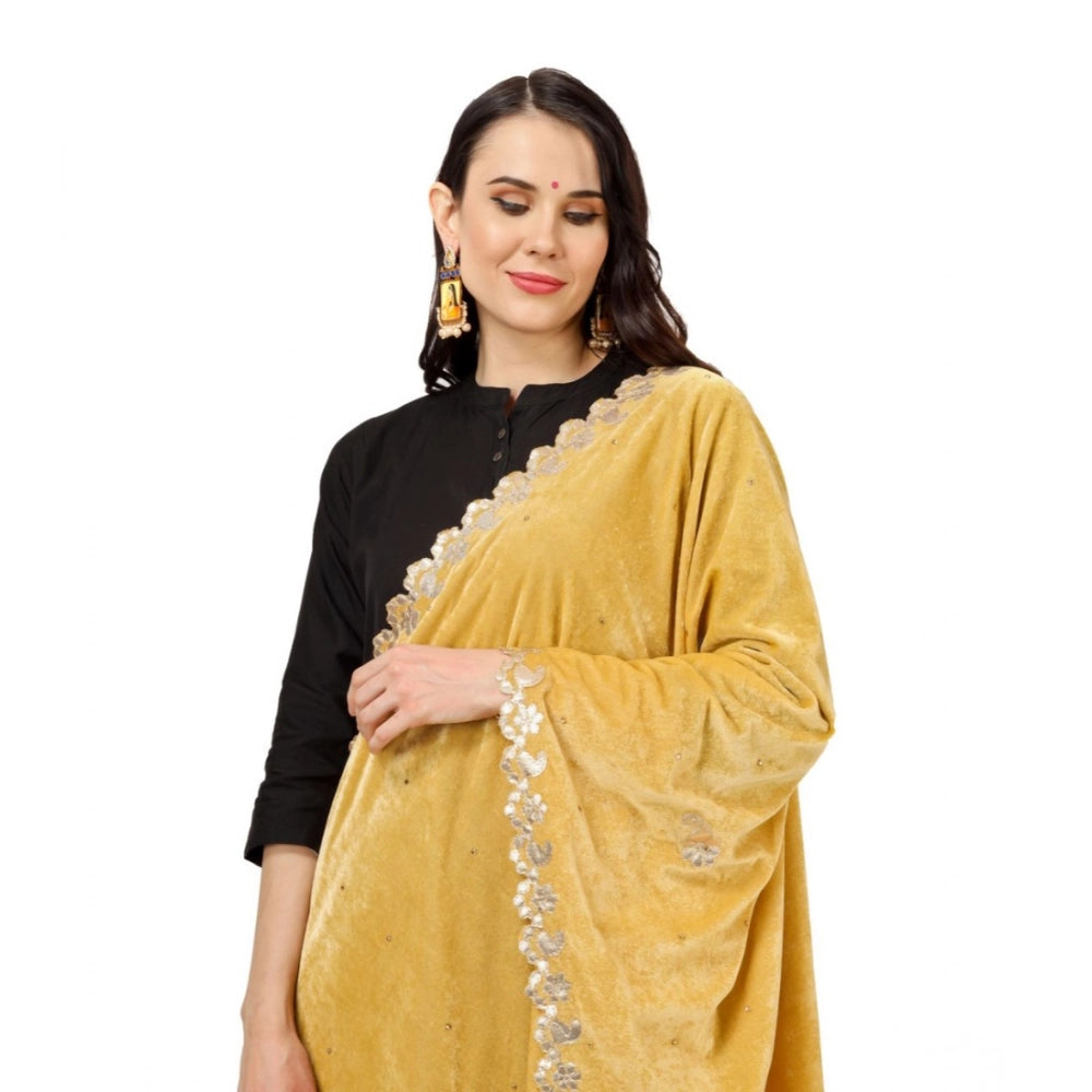 Women'S Velvet Gotta Patti Dupatta (Yellow, Length: 2.25 To 2.