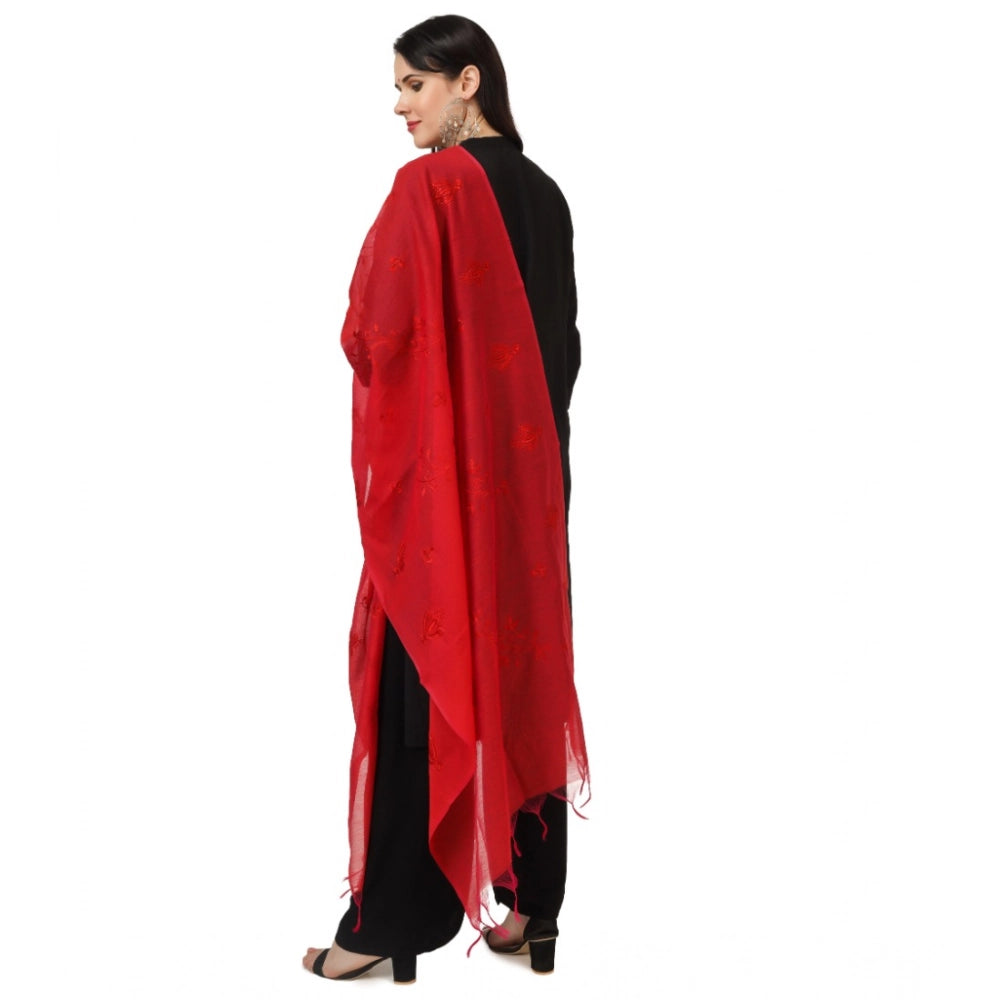 Women'S Cotton Embroidered Dupatta (Red, Length: 2.25 To 2.50