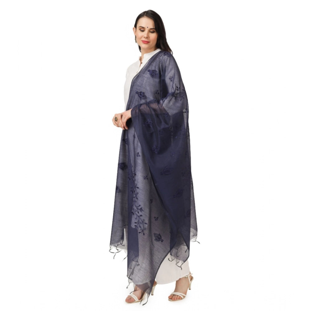 Women'S Cotton Embroidered Dupatta (Dark Blue, Length: 2.25 To