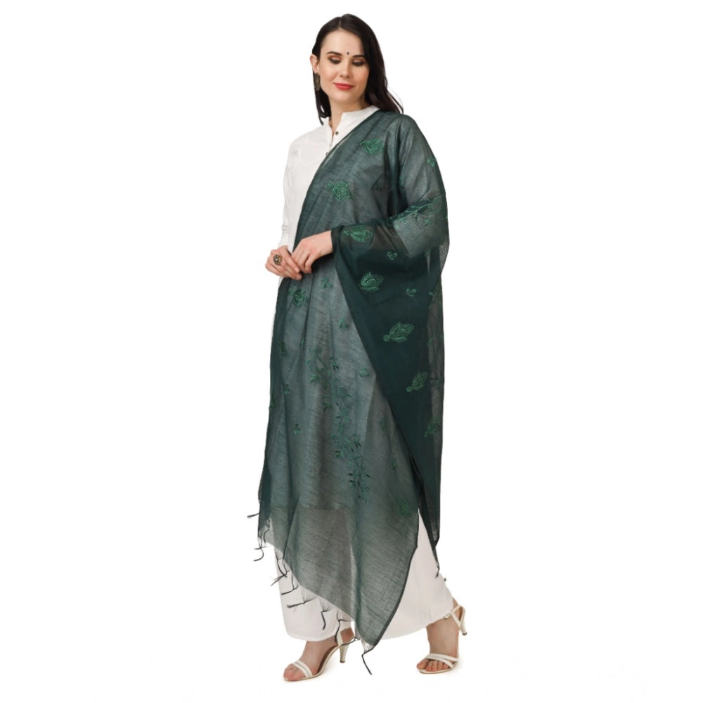 Women'S Cotton Embroidered Dupatta (Green, Length: 2.25 To 2.5