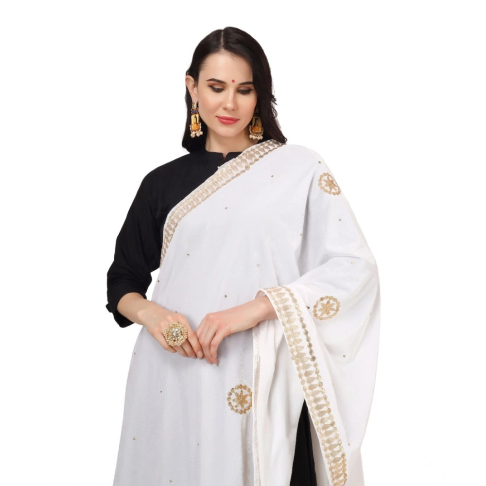 Women's Velvet Gotta Patti Dupatta (White, Length: 2.25 to 2.50 Mtr) - VANSHELLE