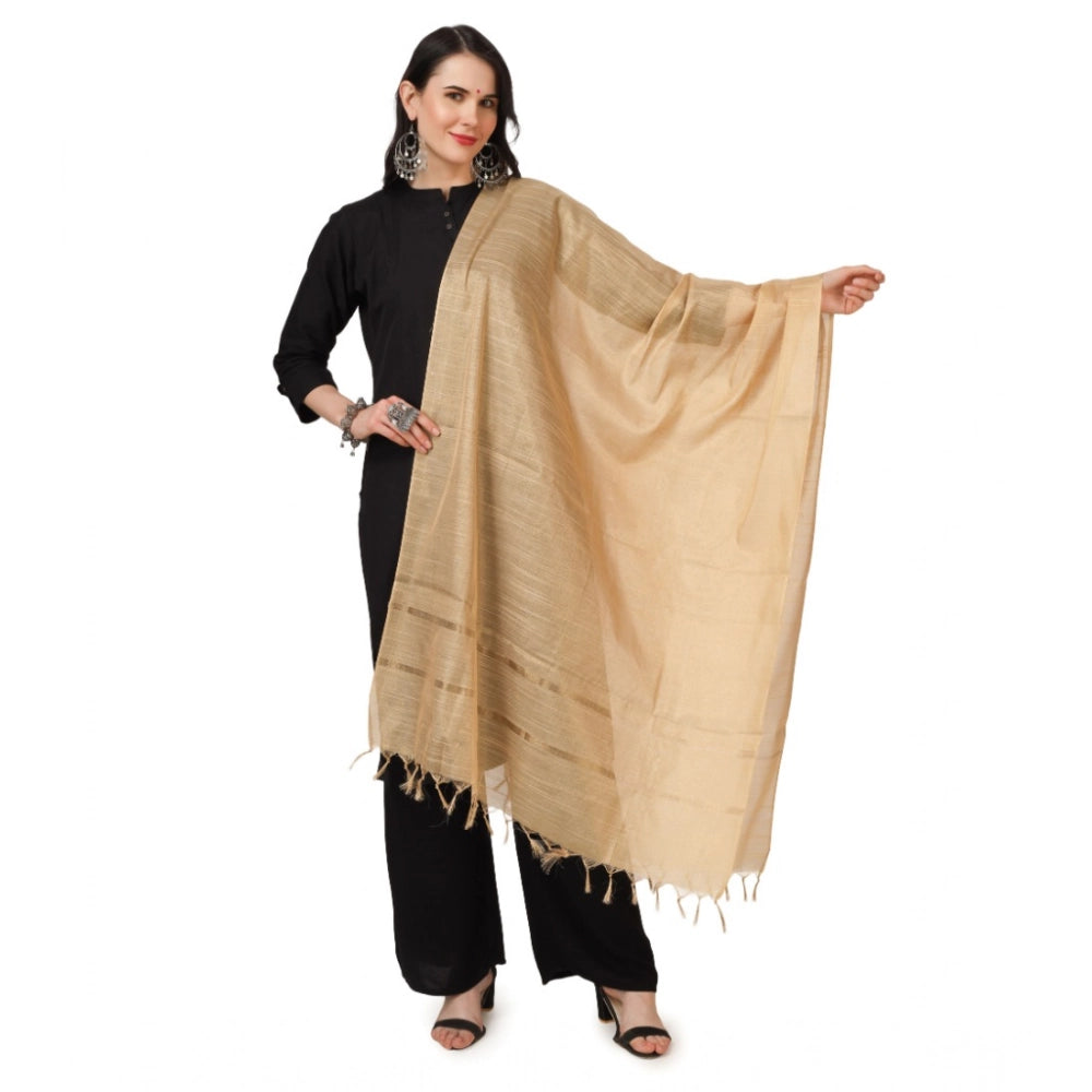 Women'S Chanderi Solid Dupatta (Gold, Length: 2.25 To 2.50 Mtr