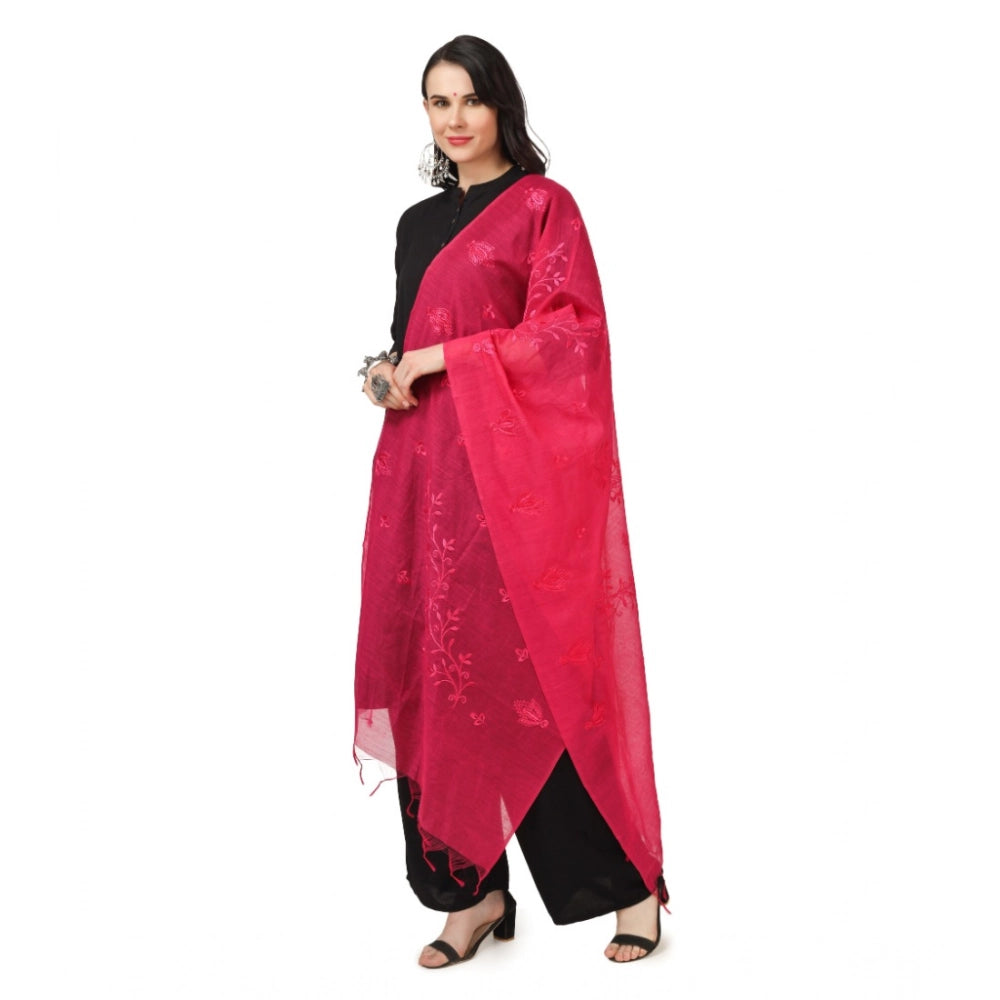 Women'S Cotton Embroidered Dupatta (Maroon, Length: 2.25 To 2.