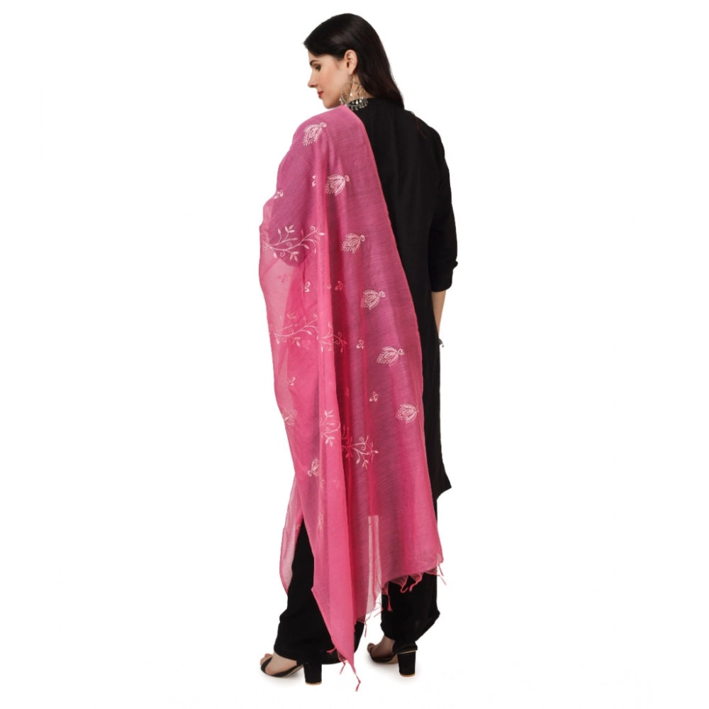 Women'S Cotton Embroidered Dupatta (Pink, Length: 2.25 To 2.50