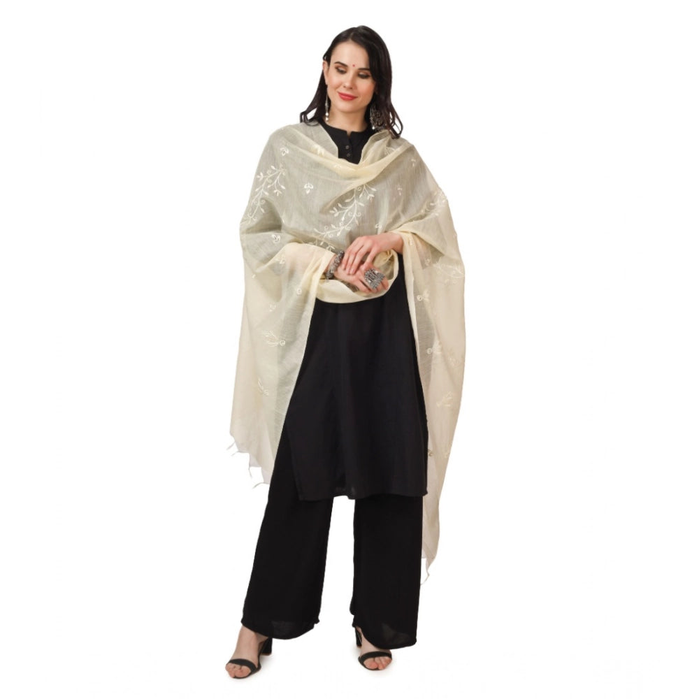 Women'S Cotton Embroidered Dupatta (Off-White, Length: 2.25 To