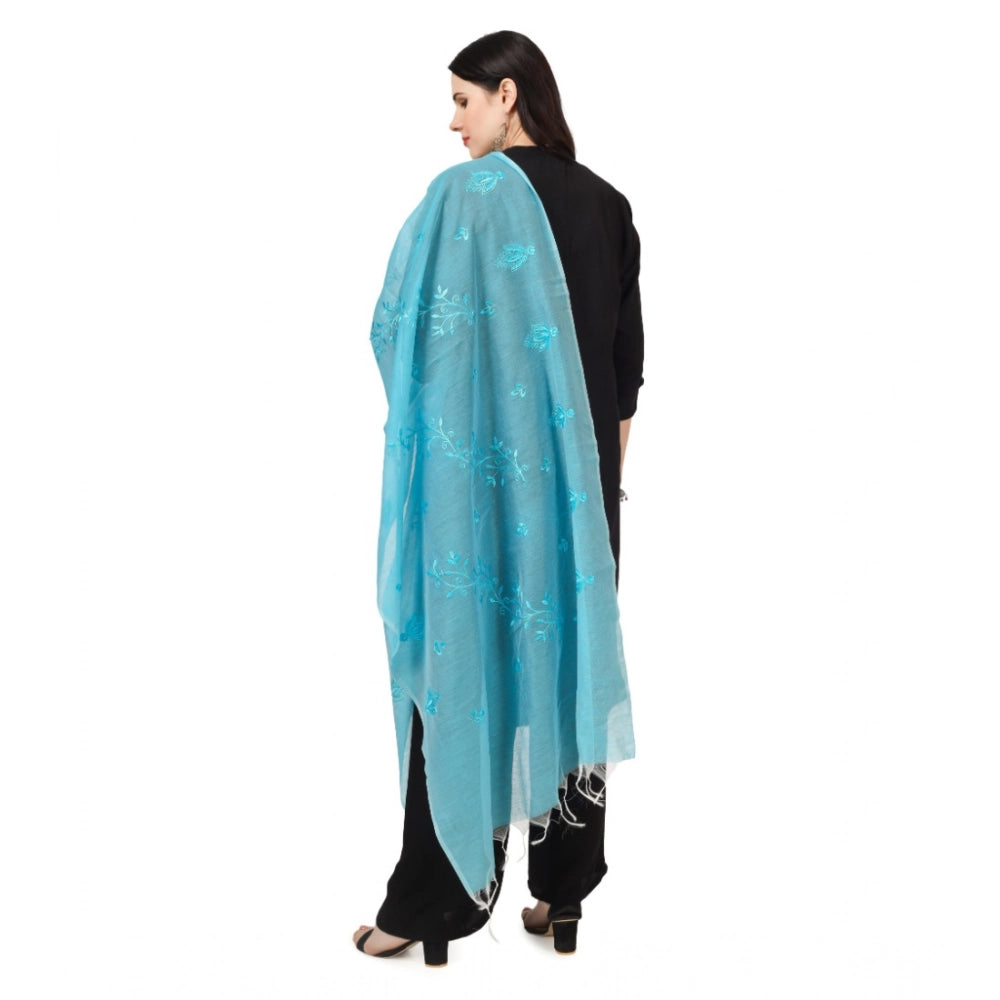 Women'S Cotton Embroidered Dupatta (Aqua Blue, Length: 2.25 To