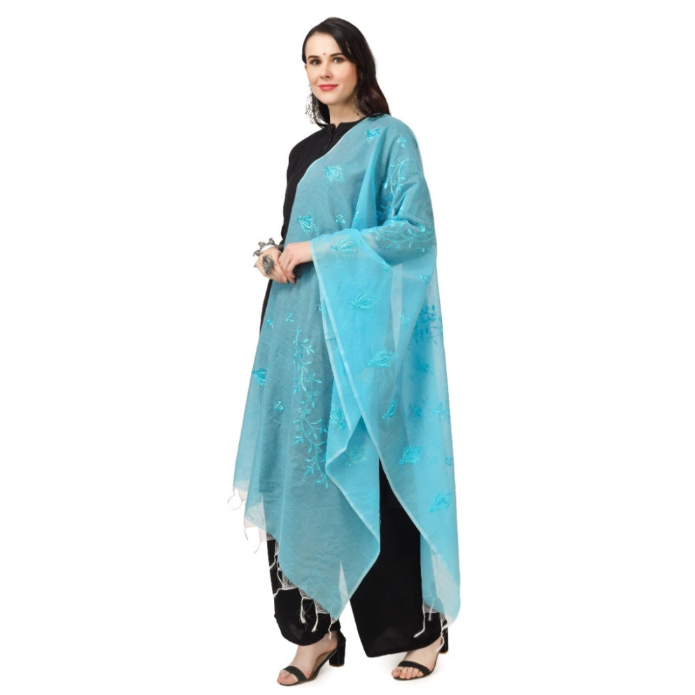 Women'S Cotton Embroidered Dupatta (Aqua Blue, Length: 2.25 To