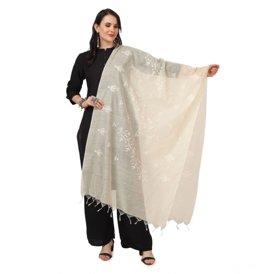 Women'S Cotton Embroidered Dupatta (Off-White, Length: 2.25 To