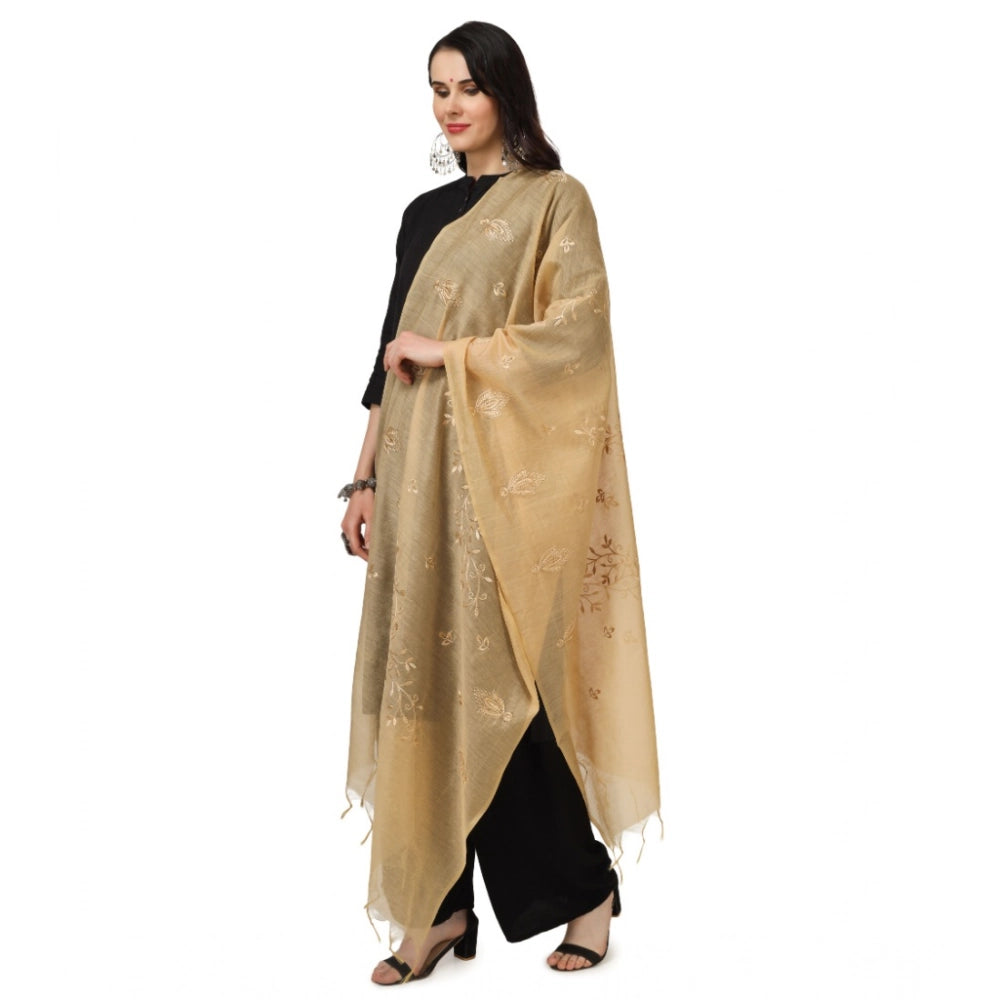 Women'S Cotton Embroidered Dupatta (Gold, Length: 2.25 To 2.50