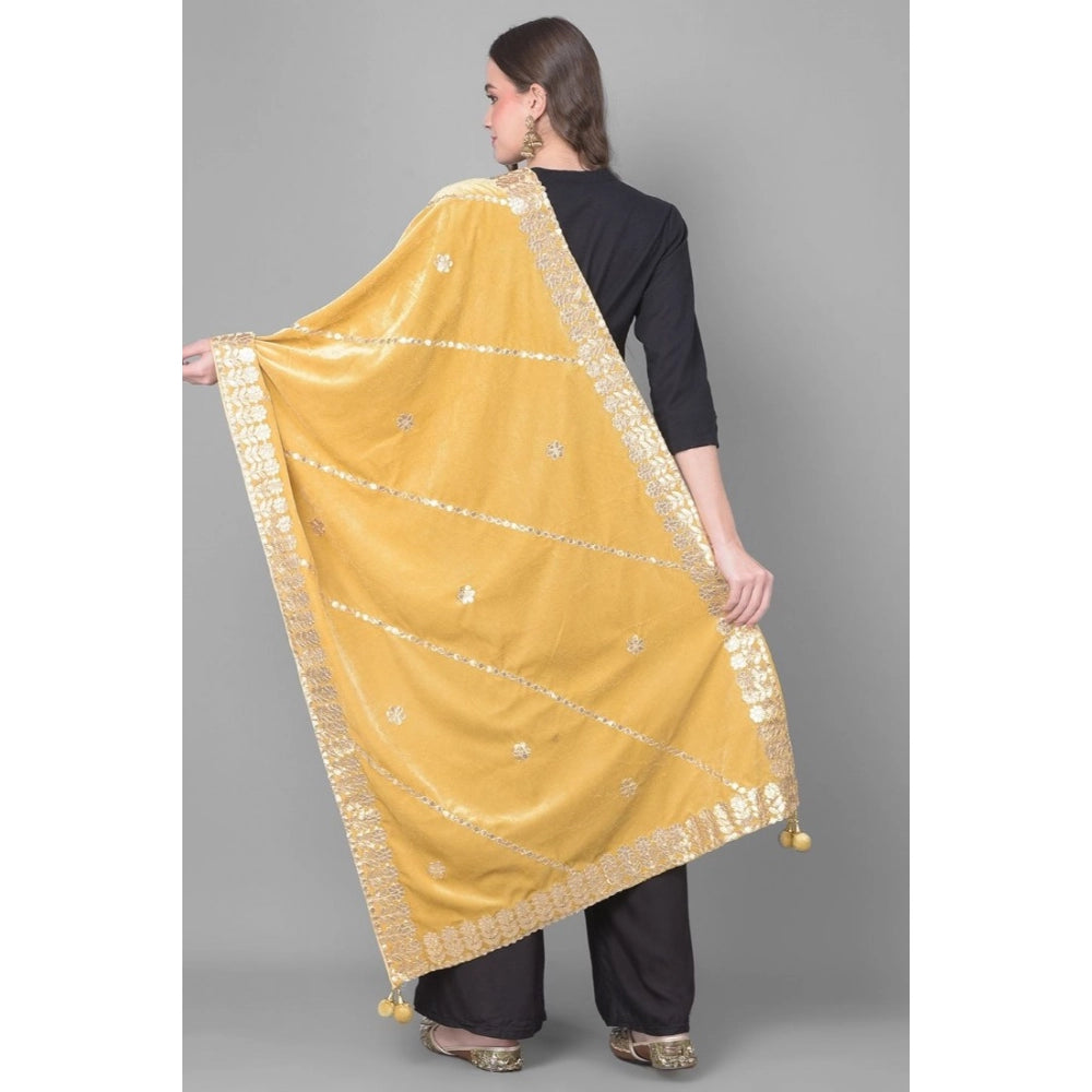 Women'S Velvet Gotta Patti Dupatta (Gold, Length: 2.25 To 2.50