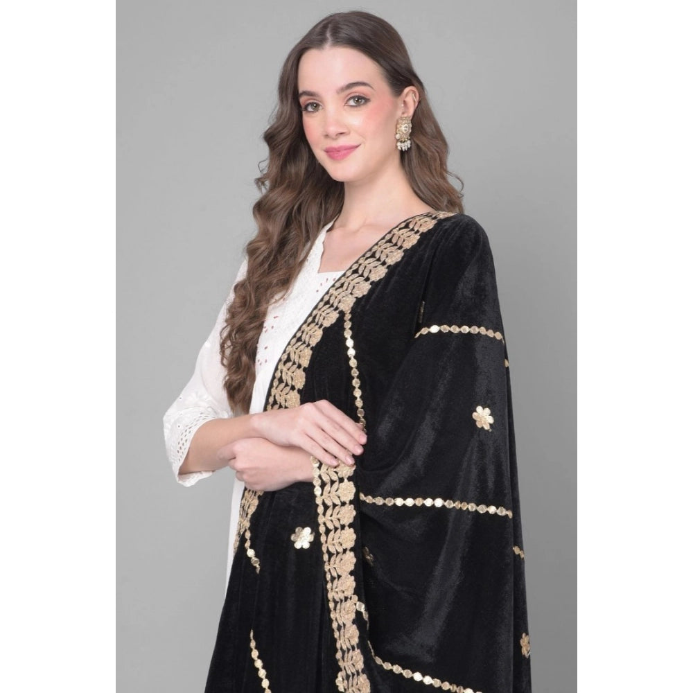 Women's Velvet Gotta Patti Dupatta (Black, Length: 2.25 to 2.50 Mtr) - VANSHELLE
