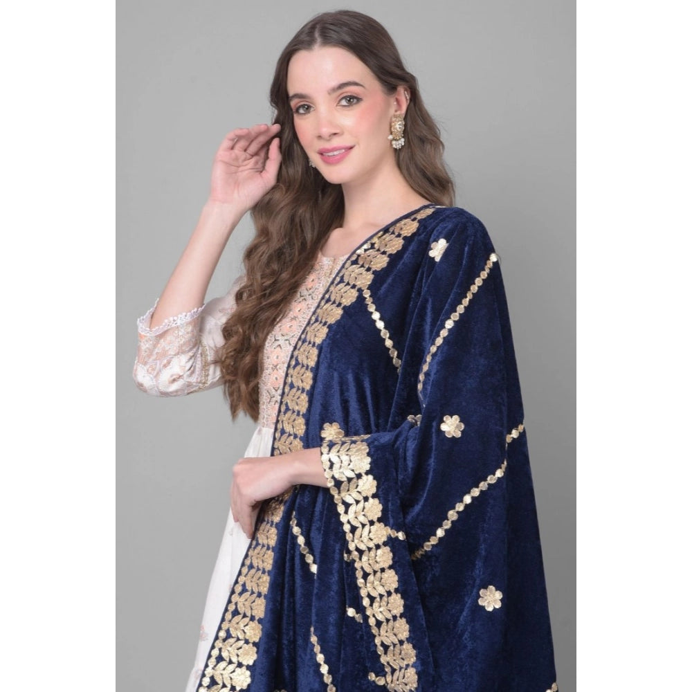 Women'S Velvet Gotta Patti Dupatta (Navy, Length: 2.25 To 2.50