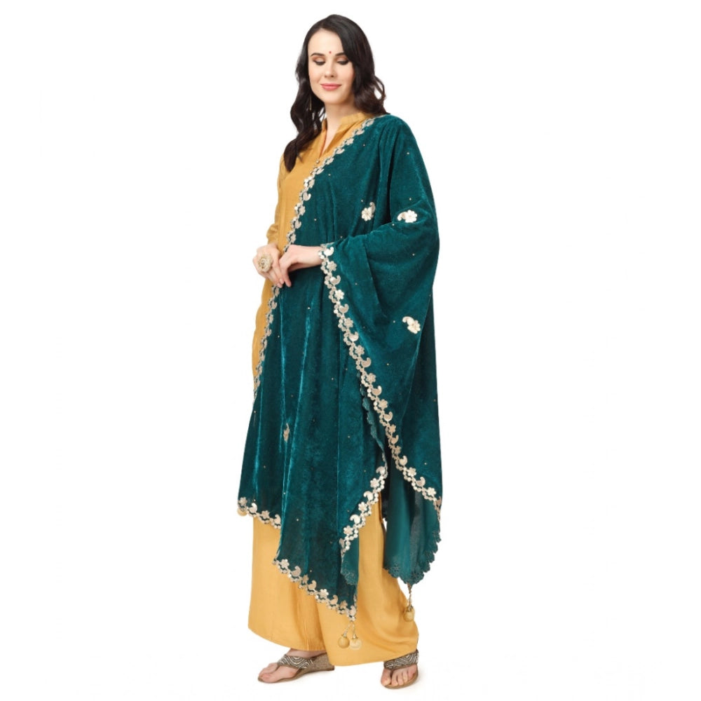 Women'S Velvet Gotta Patti Dupatta (Dark Green, Length: 2.25 T