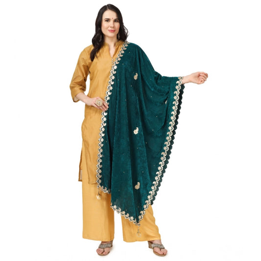 Women'S Velvet Gotta Patti Dupatta (Dark Green, Length: 2.25 T